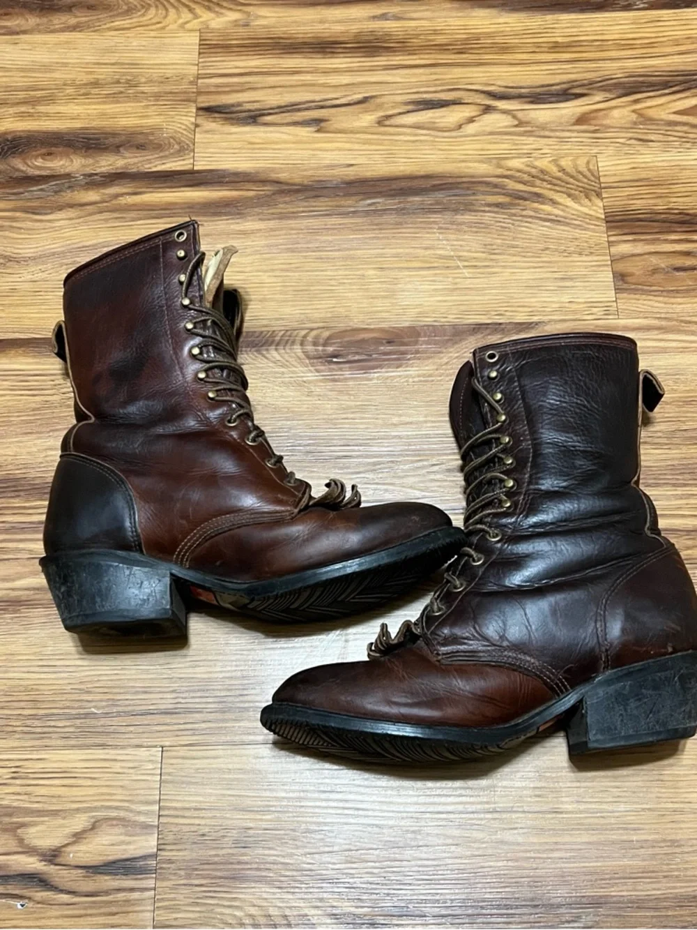 Double H Dark Brown Leather Cowboy Work Boots with Embroidered Accent - Picture 5 of 7